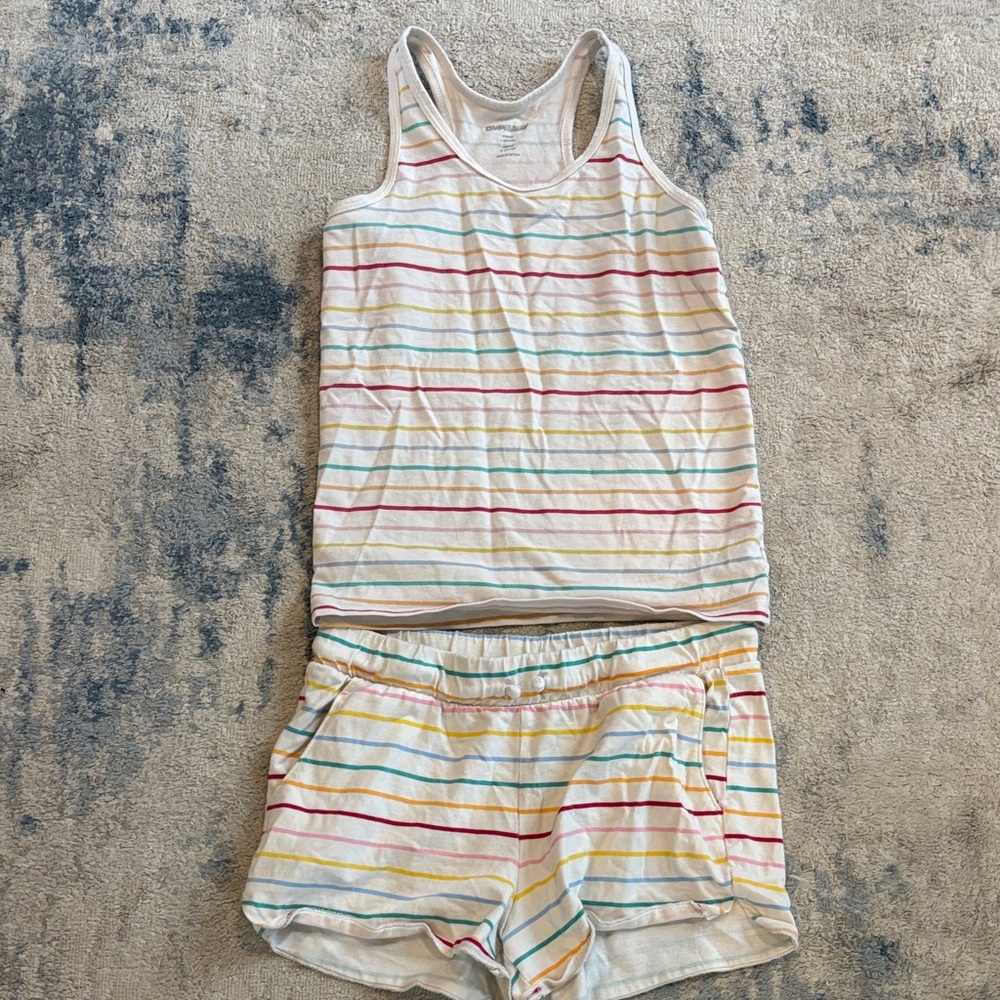 Kids Striped Tank Top and Shorts Sleep Set